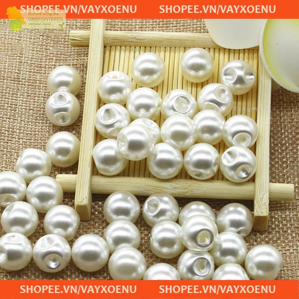 Set 50 Nút áo ngọc trai hạt bẹt 8mm, 10mm, 12mm Cúc áo nhựa giả ngọc trai