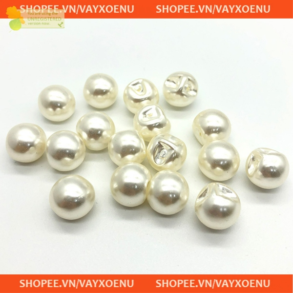 set 50 Nút áo ngọc trai bẹt, nút nhựa ngọc trai trắng, đen tròn 8mm, 10mm, 12mm