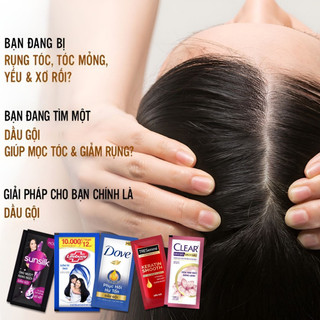 Combo 30 gói Dầu gội dầu xả Dove, Clear, Sunsilk, Pantene ,Head…