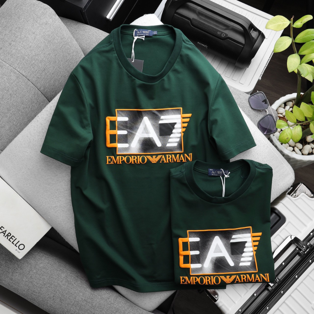 Áo thun thời trang unisex EA7, chất thun cotton 4 chiều, logo in nổi độc đáo AT77