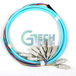 Dây hàn quang multimode om3 12 màu sc/upc, dây hàn quang pigtail multimode sc/upc om3 12 sợi