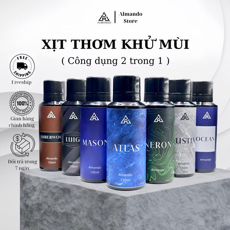 Xịt thơm khử mùi toàn thân ALMANDO cho nam