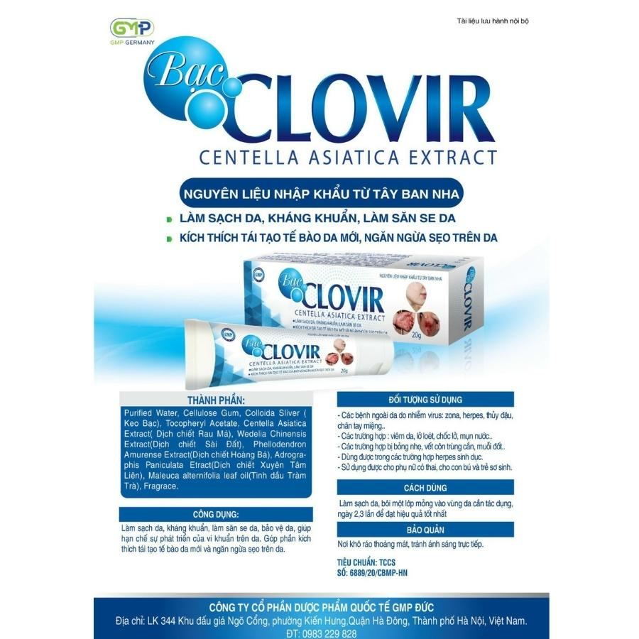Gel Bôi Ngoài Da Nano BẠC CLOVIR