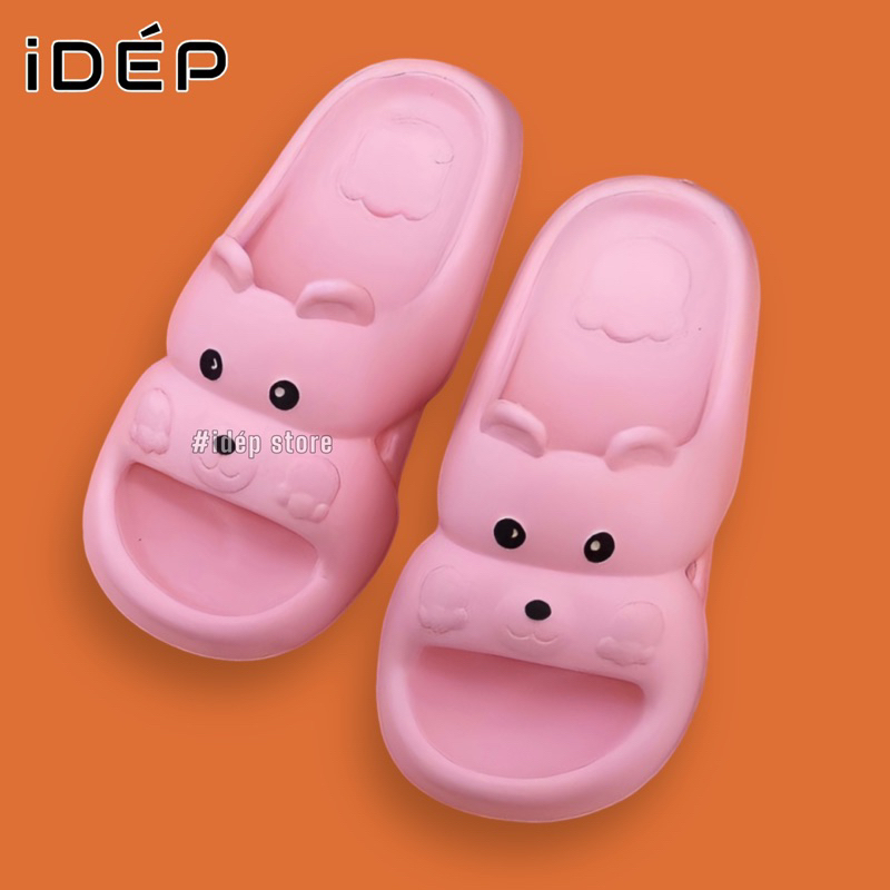 𝐢𝐃É𝐏 𝐃𝐋𝟏𝟓𝟓 Dép bánh mì nữ quai ngang mặt Gấu hoạt hình siêu nhẹ dễ thương đi trong nhà