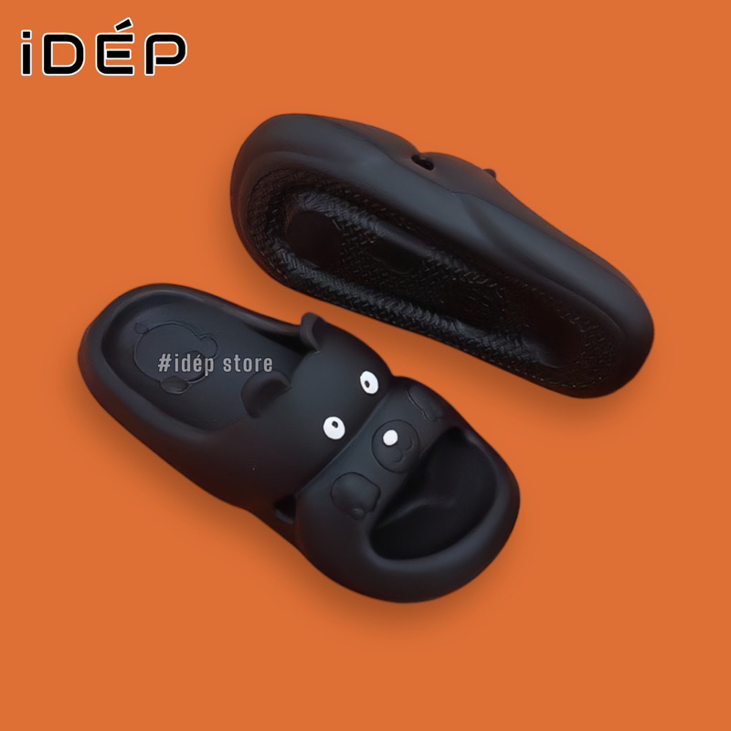 𝐢𝐃É𝐏 𝐃𝐋𝟏𝟓𝟓 Dép bánh mì nữ quai ngang mặt Gấu hoạt hình siêu nhẹ dễ thương đi trong nhà