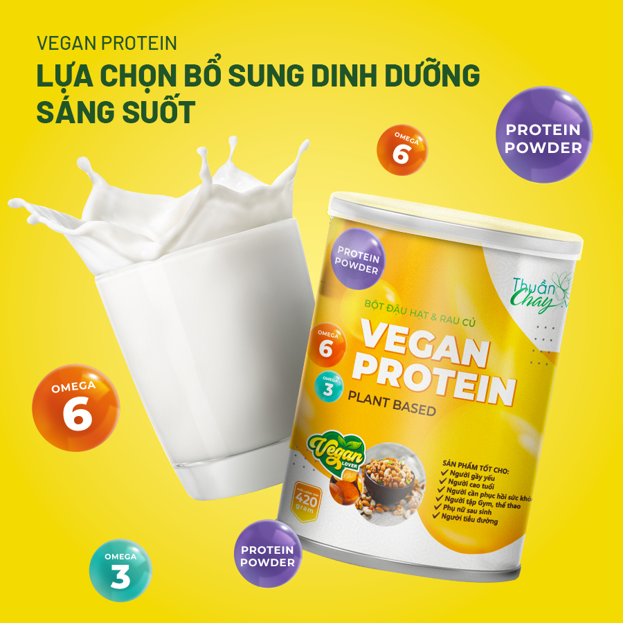 BỘT ĐẠM THỰC VẬT VEGAN PROTEIN Thuần Chay🌱 Hộp 420g🌱 Không Đậu Nành 🌱Bổ sung đủ dinh dưỡng🌱Chính Hãng TÂM AN Natural