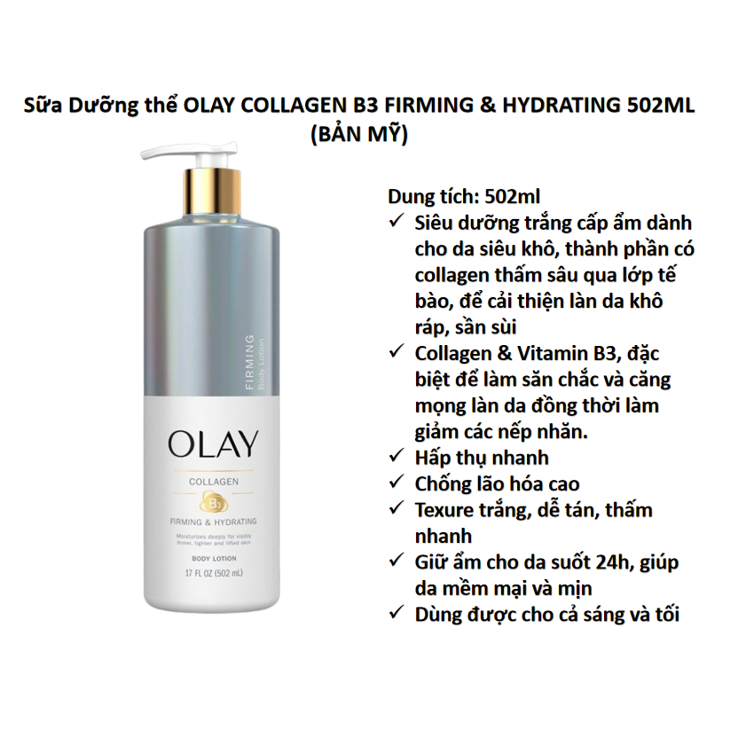 Sữa Dưỡng Thể Trắng Da OLAY Vitamin B3+ Retinol/Vitamin C Olay Bright Ultra Whitening