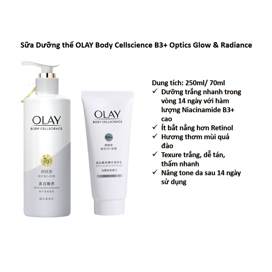 Sữa Dưỡng Thể Trắng Da OLAY Vitamin B3+ Retinol/Vitamin C Olay Bright Ultra Whitening