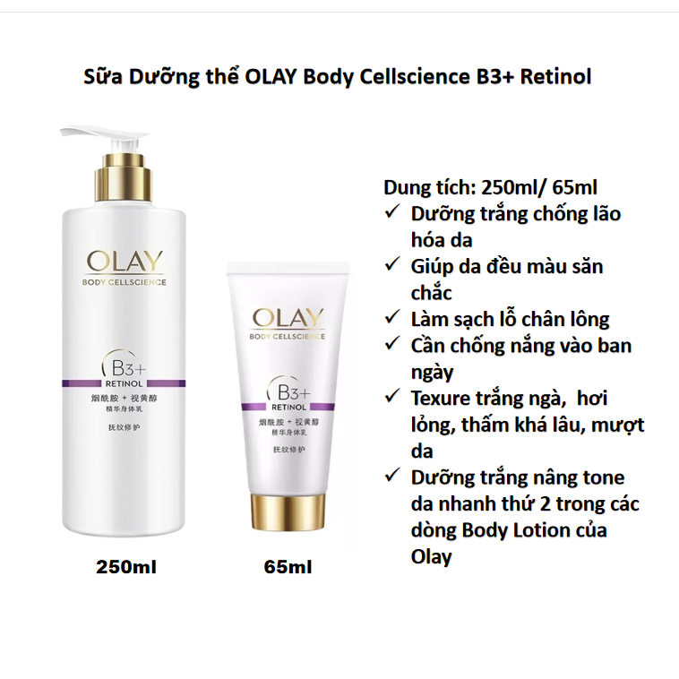 Sữa Dưỡng Thể Trắng Da OLAY Vitamin B3+ Retinol/Vitamin C Olay Bright Ultra Whitening