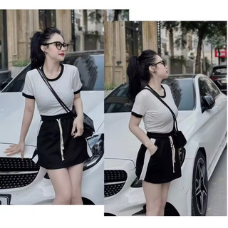 Set áo nữ kèm chân váy có lót trong vải borip co giãn freesize dưới 56kg bán chạy giá rẻ siêu hot thời trang