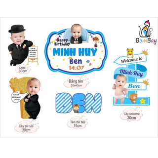 Set chibi để bàn Trang trí sinh nhật cho bé trai 1 tuổi- ib gửi thêm nhiều mẫu khác