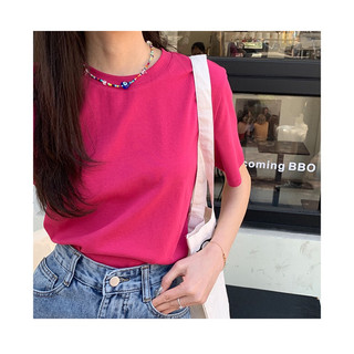 Áo thun nữ cotton nhà LAM, áo thun cổ tròn dáng rộng 100% cotton màu