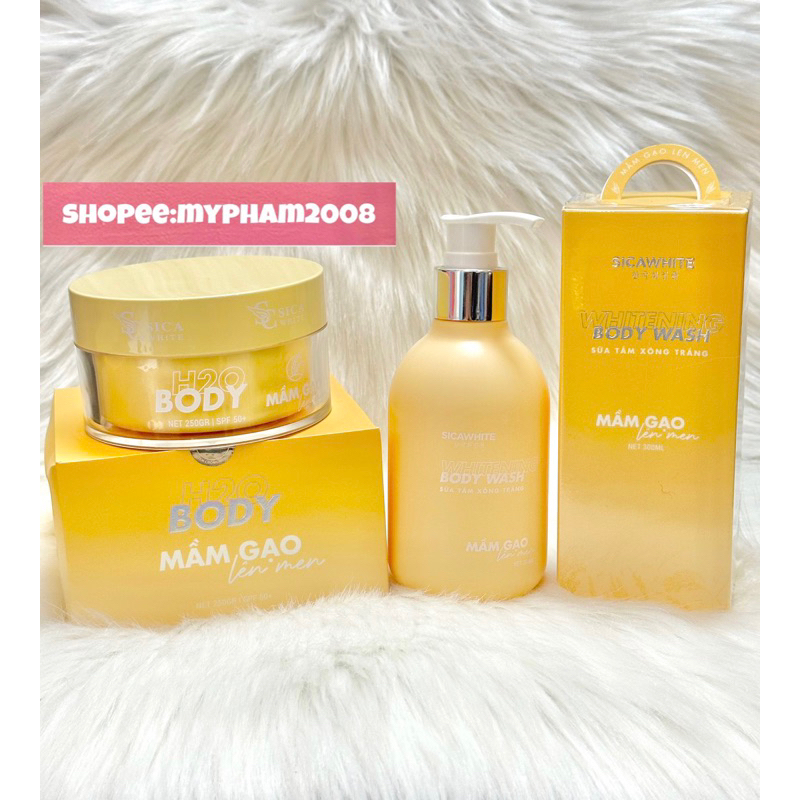 (Mua 1 tặng1)BODY MẦM GẠO LÊN MEN H20 SICAWHITE & SỮA TẮM XÔNG TRẮNG BODY WASH ,Dưỡng Trắng Da BODY [Hàng chính Hãng]