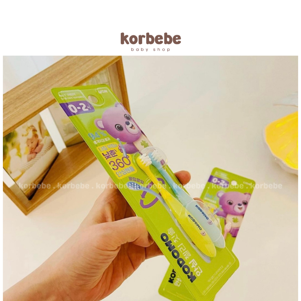 Set 2 bàn chải đánh răng cho bé Lion Kodomo Hàn Quốc