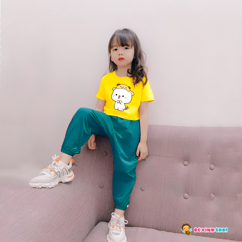 BXG003 Bộ áo croptop quần jogger thể thao cho bé gái đi chơi