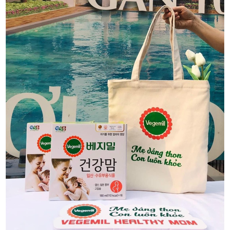 Sữa bầu Vegemil Hàn Quốc cho phụ nữ mang thai và sau sinh hộp 190ml( 1 xách 16 hộp ) (2 xách  32 hộp  tặng 1 túi)
