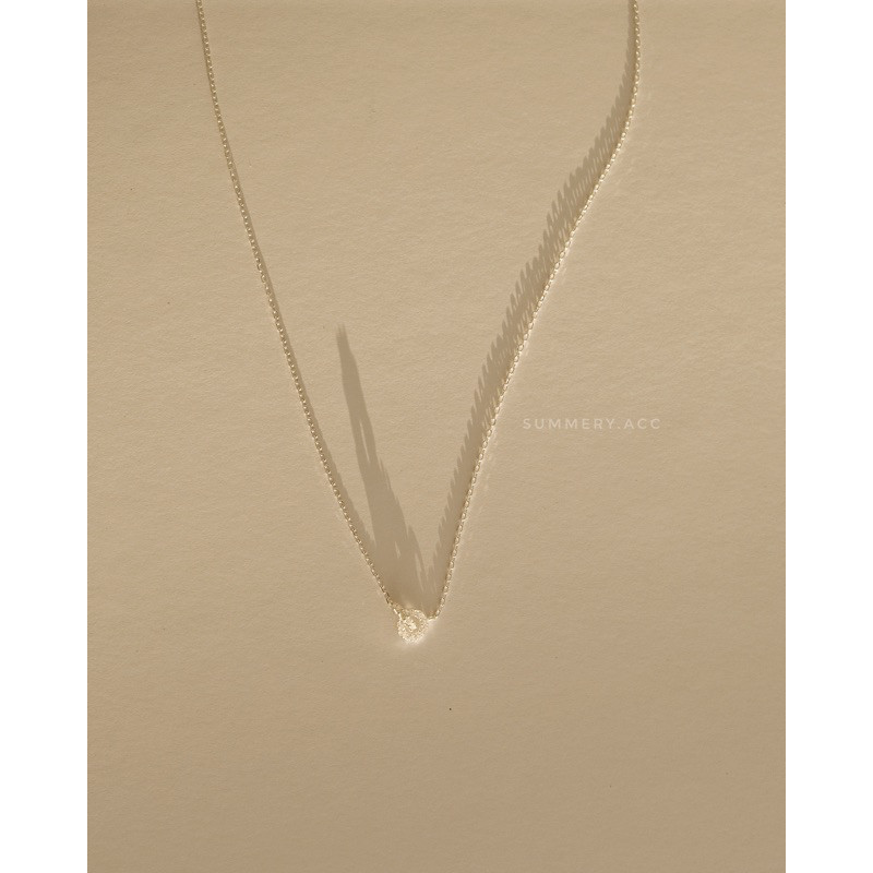 Vòng cổ bạc 925 SUMMERY vòng tròn đá đan dây chuyền S925 mạ vàng