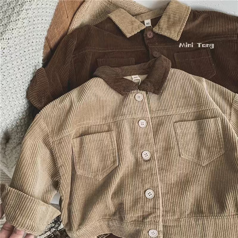 Áo khoác nhung cho bé, áo khoác nhung tăm cổ vest cho bé trai