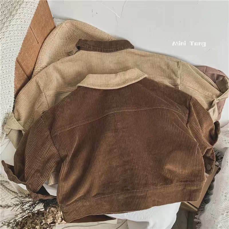 Áo khoác nhung cho bé, áo khoác nhung tăm cổ vest cho bé trai