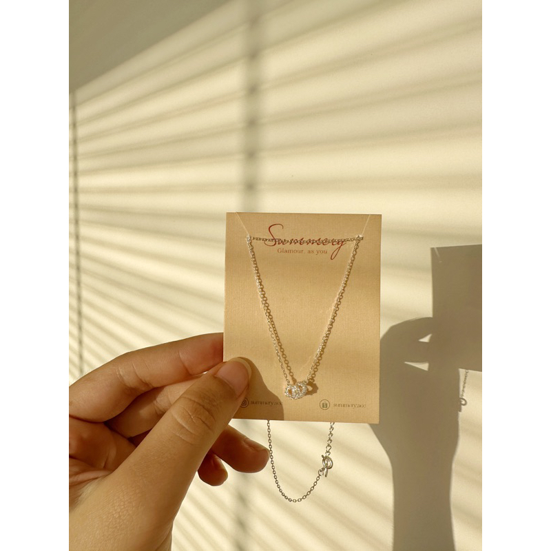 Vòng cổ bạc 925 SUMMERY vòng tròn đá đan dây chuyền S925 mạ vàng