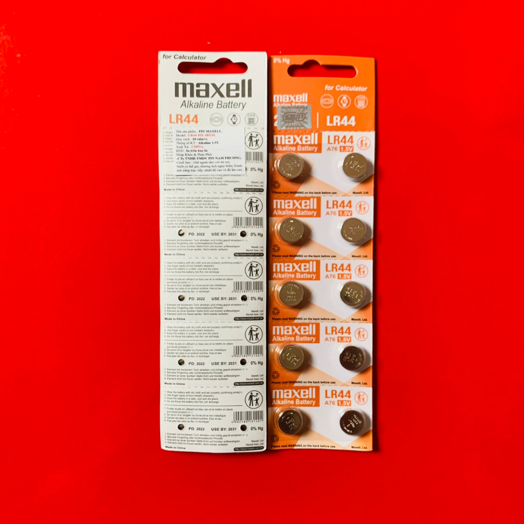 Vỉ 10 viên Pin  LR44 AG13 Maxell thay máy tính casio