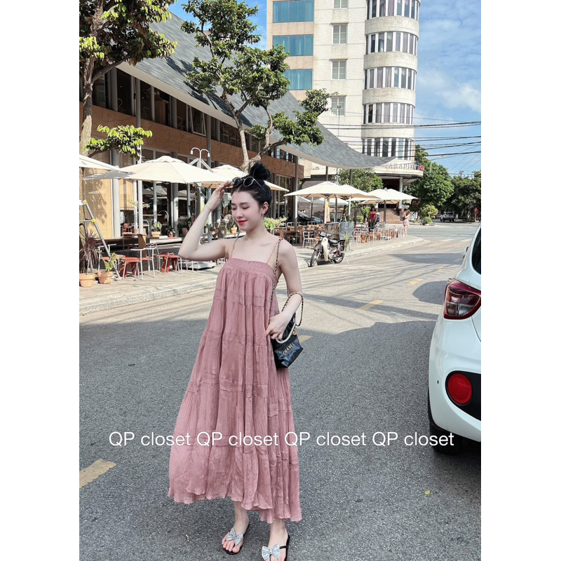Váy 2 dây dập ly chun ngực QP