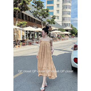 Váy 2 dây dập ly chun ngực QP
