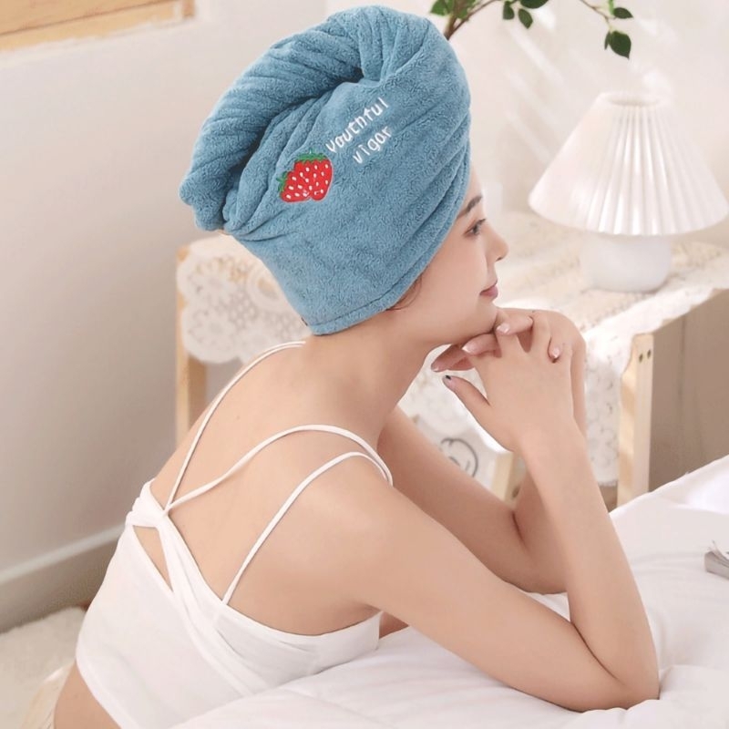 Khăn Quấn Tóc Trùm Ủ Tóc 2 Lớp Khô Nhanh