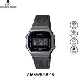Đồng hồ quartz nam casio monnerstore a168wemb-1bdf, size 36.5mm, dây đeo kim loại và vỏ nhựa