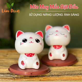 Mèo May Mắn Gật Đầu Mèo Thần Tài - Sử Dụng Năng Lượng Ánh Sáng Trang Trí Taplo Ô Tô Bàn Học Bàn làm Việc 