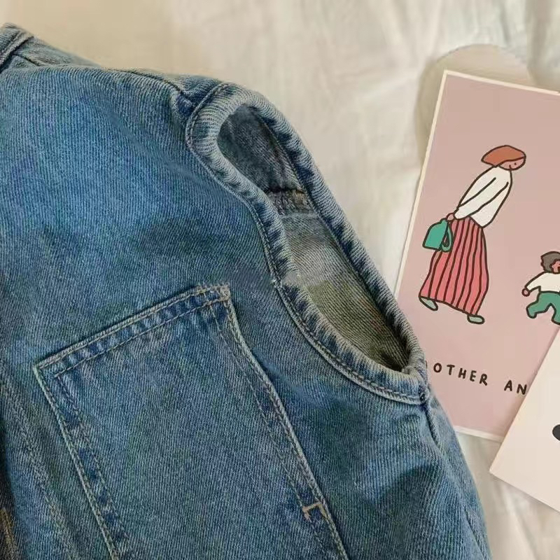 Áo gile cho bé, Áo gile denim cho bé phong cách hàn quốc