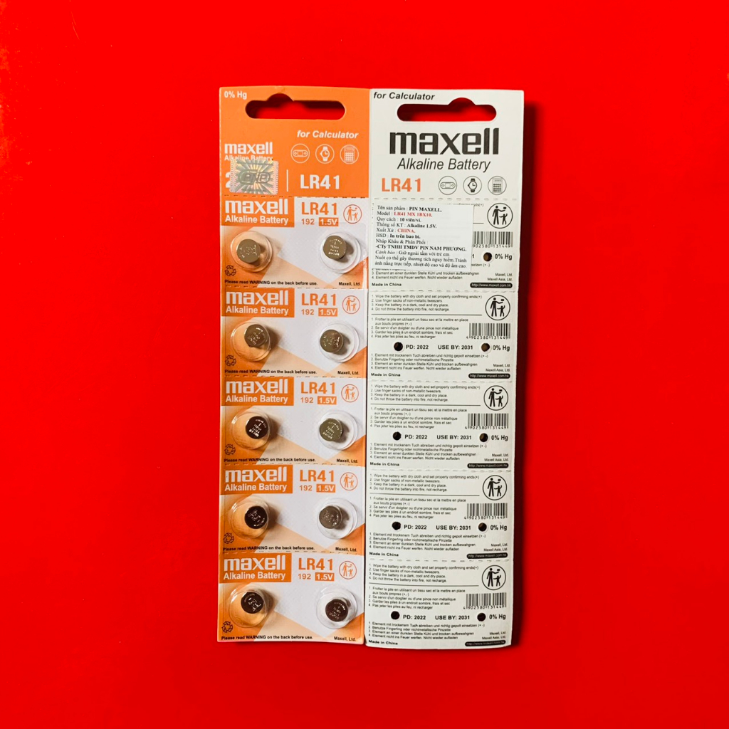 Pin  AG3 LR41 392 Maxell  hàng  CHÍNH  HÃNG  dùng  nhiệt  kế vỉ  đóng  10 viên