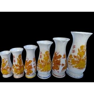 Bình bông, bình hoa gốm bát tràng màu vàng