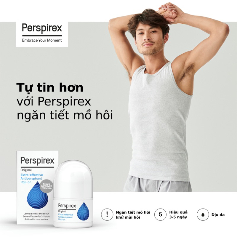 Lăn nách Perspirex Original: khử mùi hôi nách và giảm tiết mồ hôi loại vừa