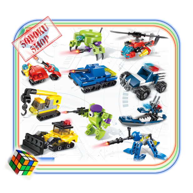 Bộ Gạch Nhựa Lắp Ghép Các Loại Xe,Tàu Chiến,Máy Bay, Đồ Chơi Giáo Xếp Hình Mini Hộp Có 3 Cách Lắp Cho Bé  07056