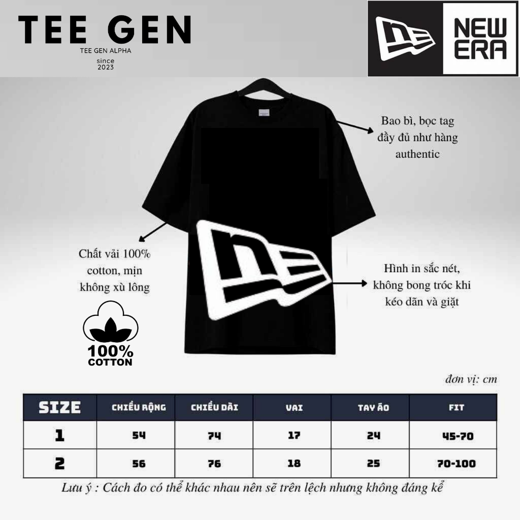 Áo thun NewEra cotton co giãn 4 chiều GEN ALPHA, áo thun tay lỡ Form chuẩn Authentic GEN451