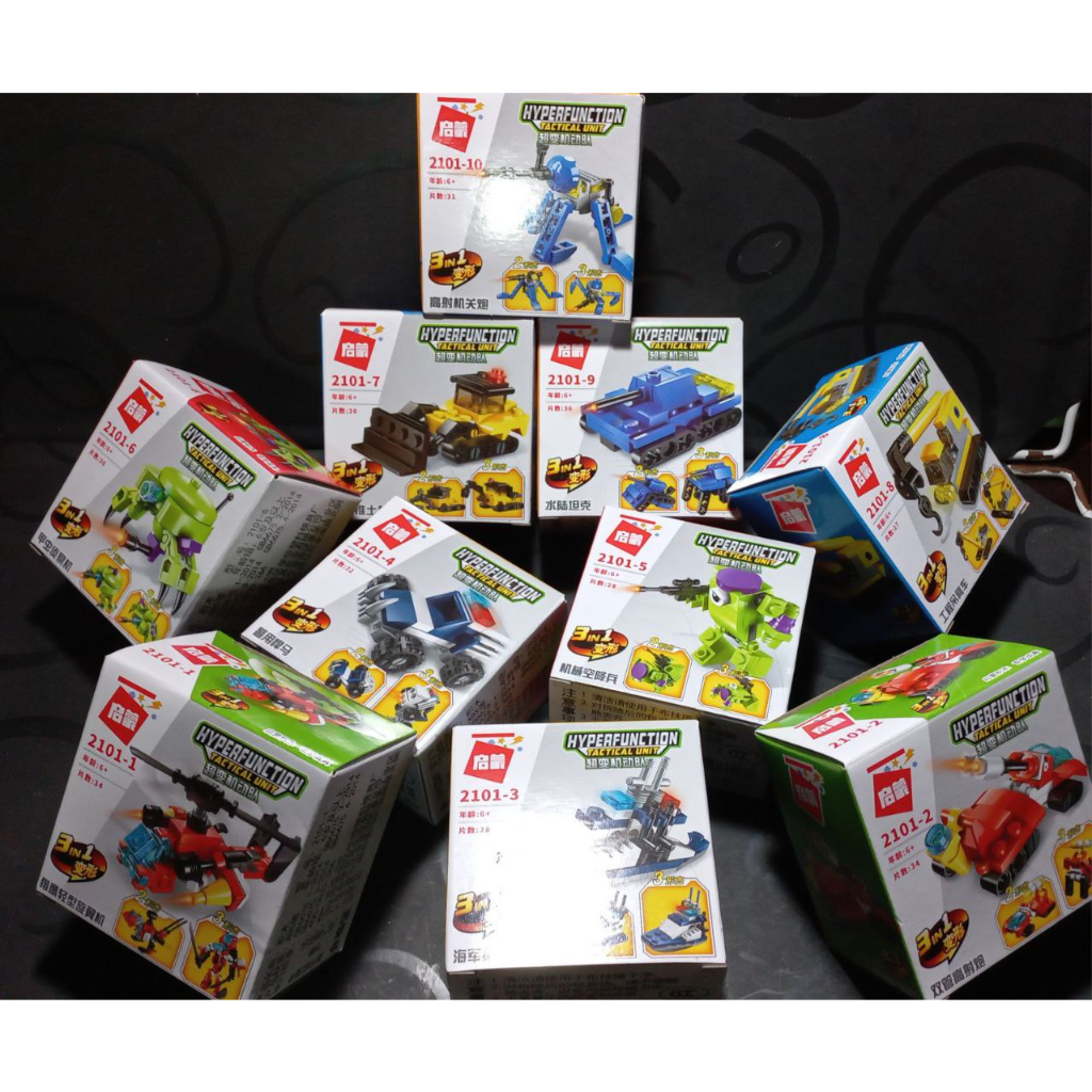 Bộ Gạch Nhựa Lắp Ghép Các Loại Xe,Tàu Chiến,Máy Bay, Đồ Chơi Giáo Xếp Hình Mini Hộp Có 3 Cách Lắp Cho Bé  07056