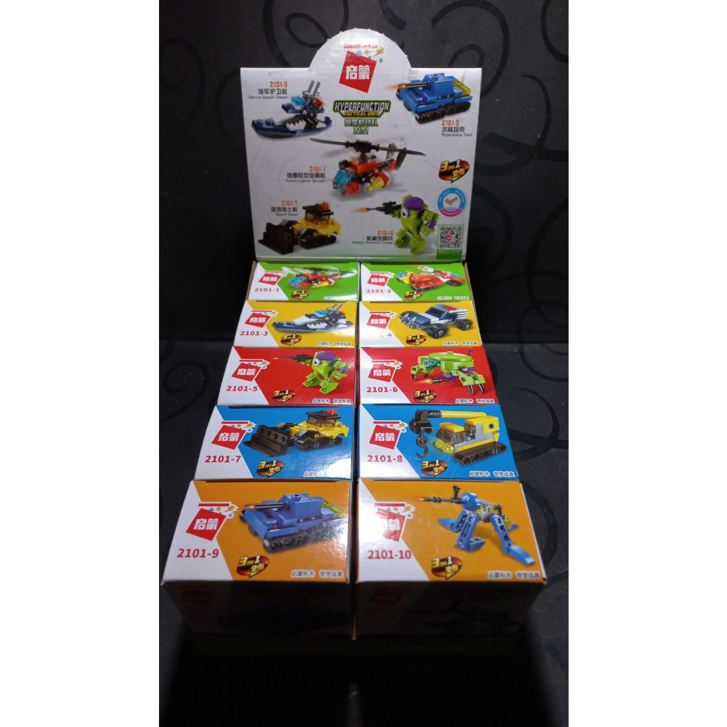 Bộ Gạch Nhựa Lắp Ghép Các Loại Xe,Tàu Chiến,Máy Bay, Đồ Chơi Giáo Xếp Hình Mini Hộp Có 3 Cách Lắp Cho Bé  07056