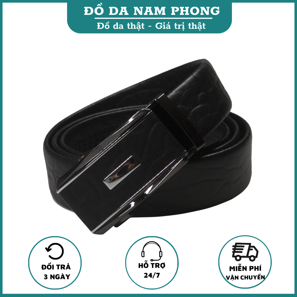 Thắt Lưng/Dây nịt nam da bò dập vân da voi nhập khẩu cao cấp NP820 -Bảo hành 12 tháng