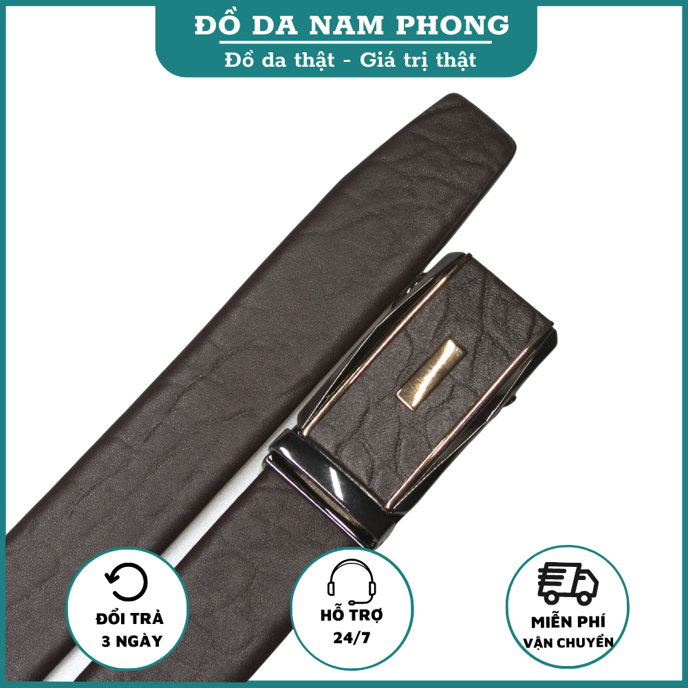 Thắt Lưng/Dây nịt nam da bò dập vân da voi nhập khẩu cao cấp NP820 -Bảo hành 12 tháng