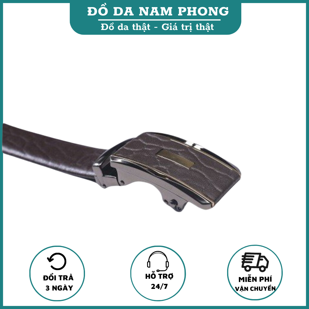Thắt Lưng/Dây nịt nam da bò dập vân da voi nhập khẩu cao cấp NP820 -Bảo hành 12 tháng