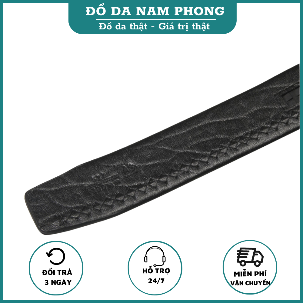 Thắt Lưng/Dây nịt nam da bò dập vân da voi nhập khẩu cao cấp NP820 -Bảo hành 12 tháng