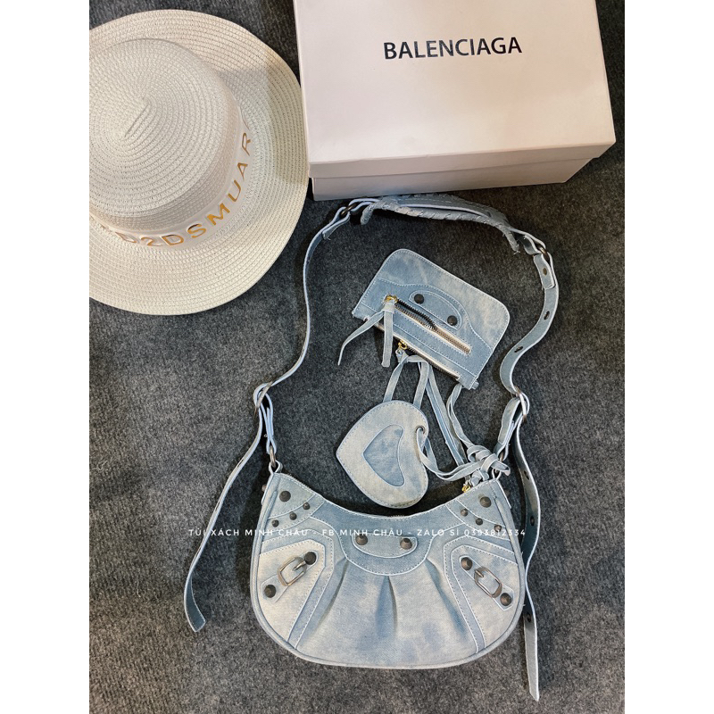 Túi xách nữ siêu đỉnh Balenciaga chất jean- Fullbox