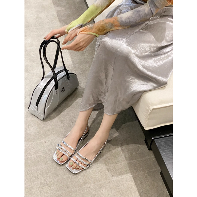 Giày sandal quai mảnh ngang hở mũi cho nữ thời trang quai hậu da trơn đẹp 2023