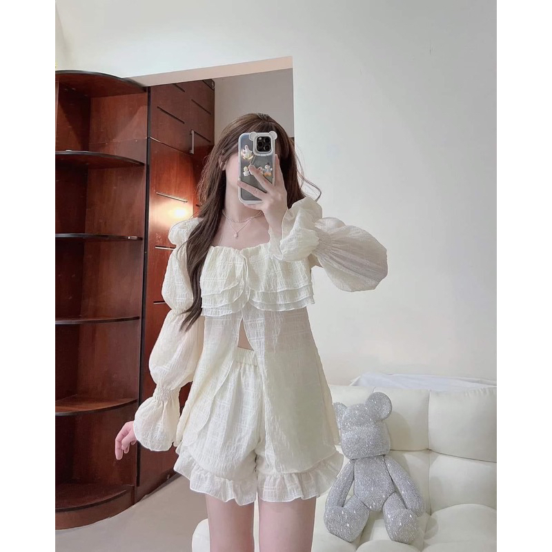 Set áo kèm quần short xinh đi biển