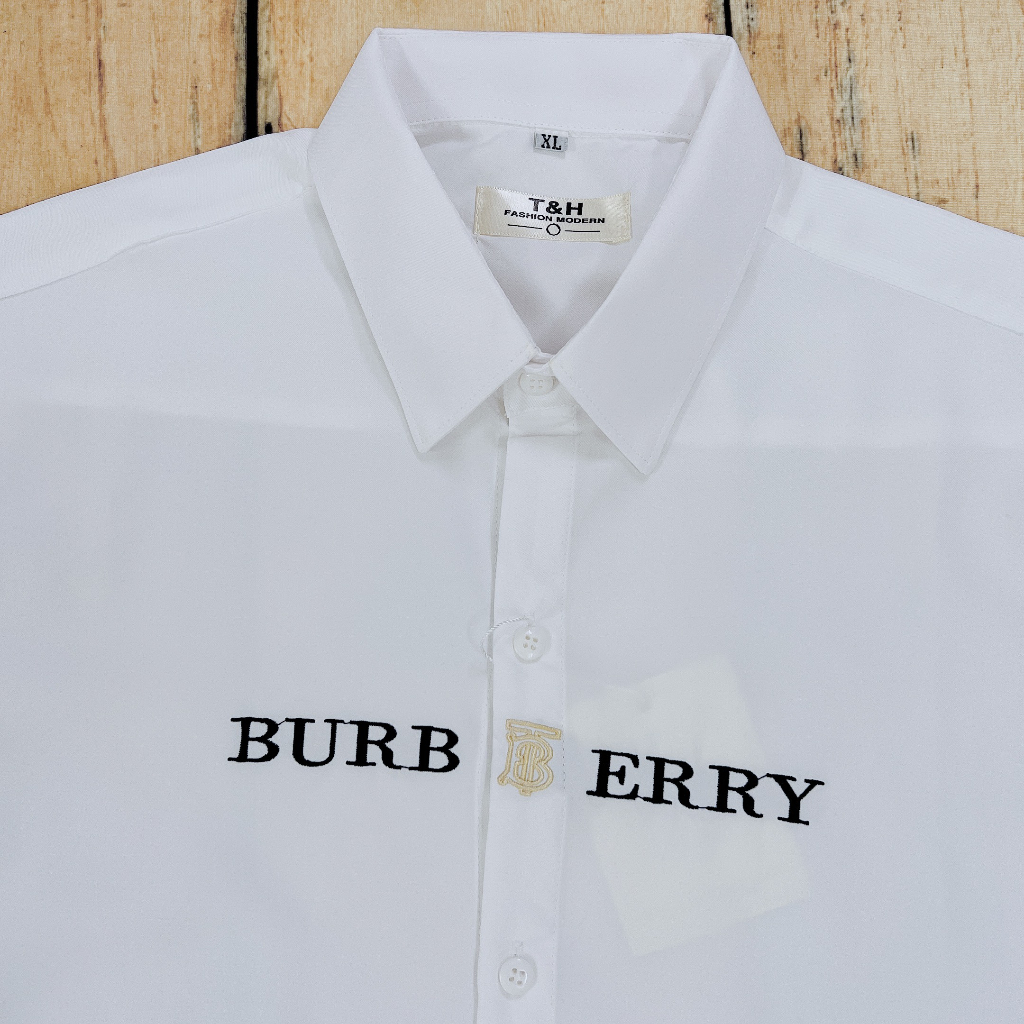 Áo sơ mi nam TH thêu họa tiết đẹp chữ burbery