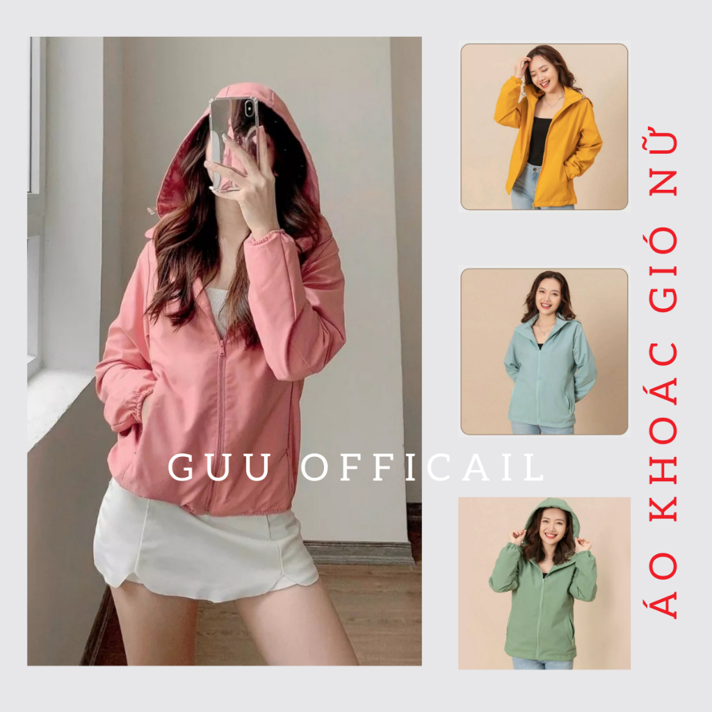 Áo khoác gió nữ 2 lớp tráng bạc chống nước,2 túi khóa, có mũ hàng cao cấp thương hiệu Azila - G51