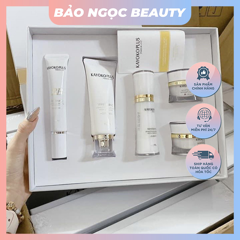 Bộ Kayoko Plus Trắng Nhật Bản 5in1 cho da nám tàn nhang nhẹ, dưỡng trắng da nhạy cảm