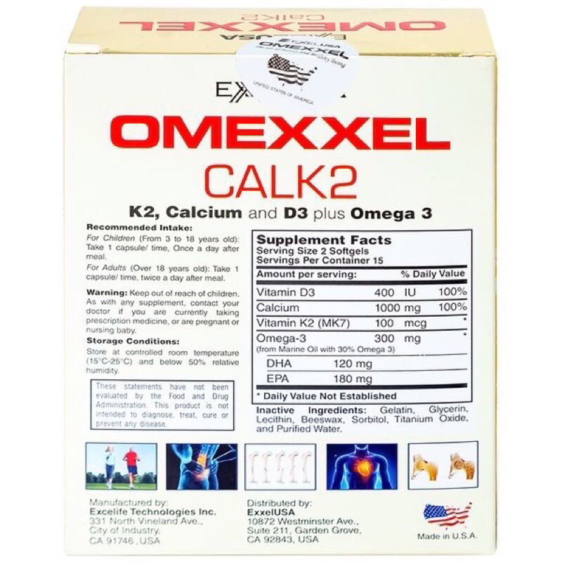 viên uống canxi omexxel calk2