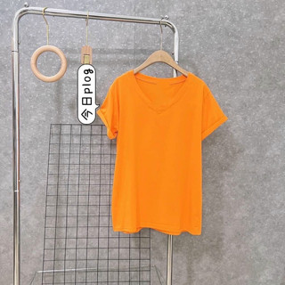 Áo thun giấy form rộng cổ tim túi #pull&Bear tay ngắn